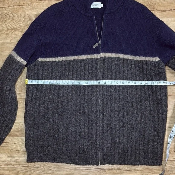 J. Crew Navy and Gray Ribbed Zip-Up Sweater - Picture 5 of 6
